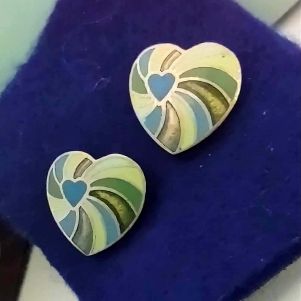 Cloisonne Heart Pierced Earrings